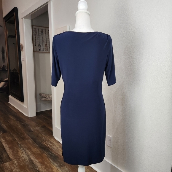 LAUREN Ralph Lauren Stretch Washable Faux Wrap Dress Size 8 - Picture 4 of 7